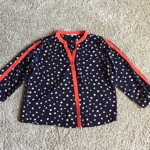 Navy + orange  quarter sleeve top